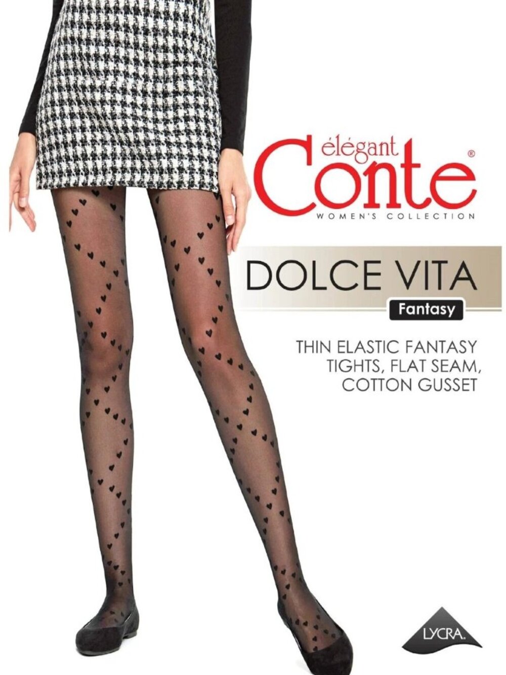 Conte Dolce Vita 20 Den - Fantasy Women's Tights with "hearts" pattern